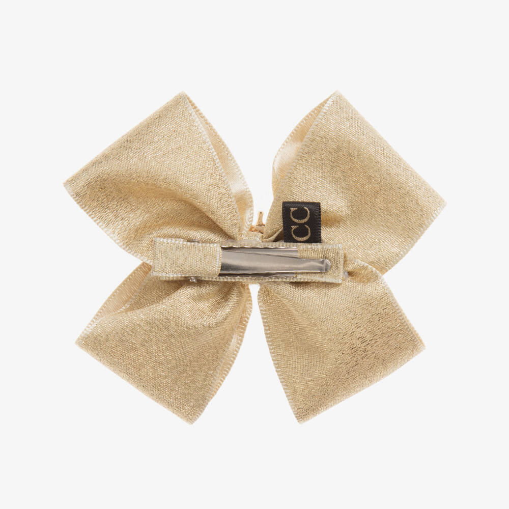 Cute Cute-Gold Bow Hairclip (10cm) | Childrensalon