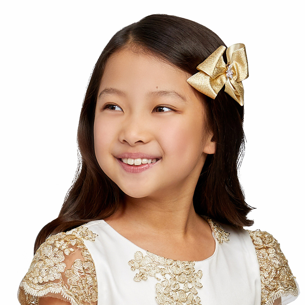 Cute Cute-Gold Bow Hairclip (10cm) | Childrensalon