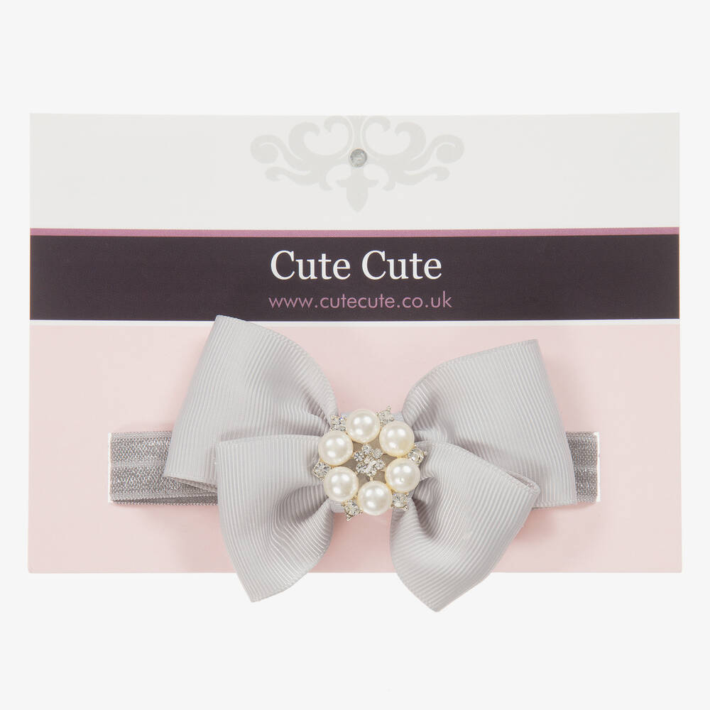 Cute Cute-Grey Ribbon Bow Headband  | Childrensalon