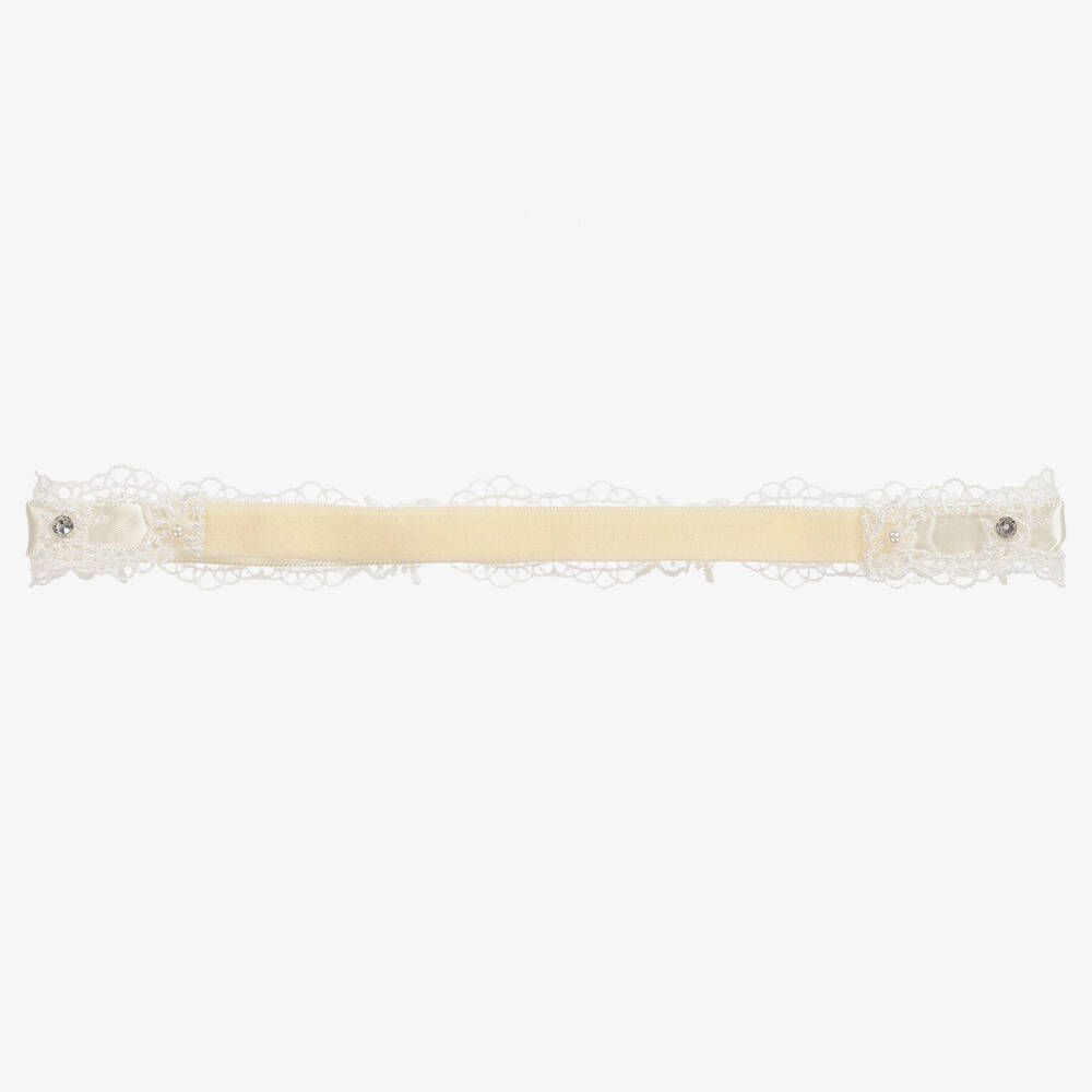 Cute Cute-Ivory Satin & Lace Headband | Childrensalon