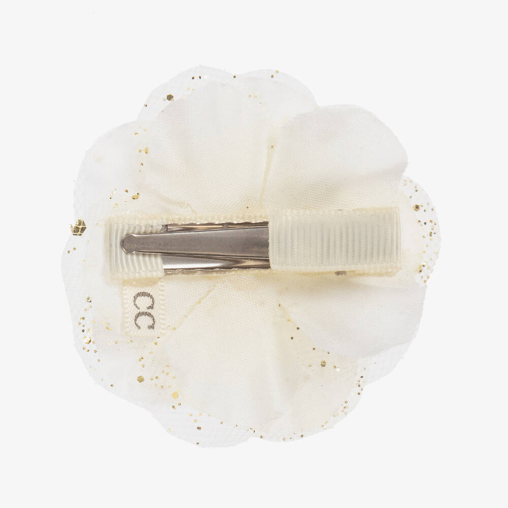 Cute Cute-Ivory Satin & Tulle Hairclip (6cm) | Childrensalon