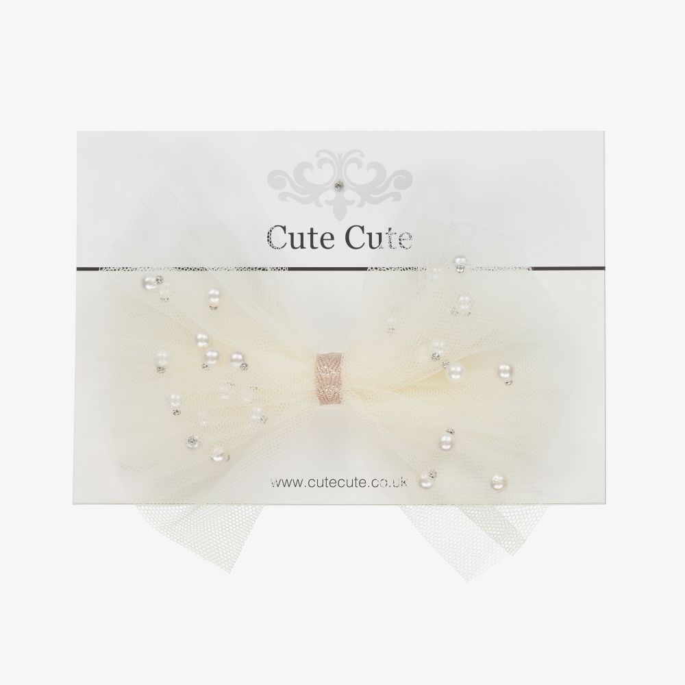 Cute Cute-Ivory Tulle Bow Headband(12cm) | Childrensalon