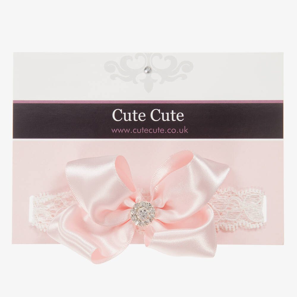 Cute Cute-Pink Satin Bow Headband  | Childrensalon
