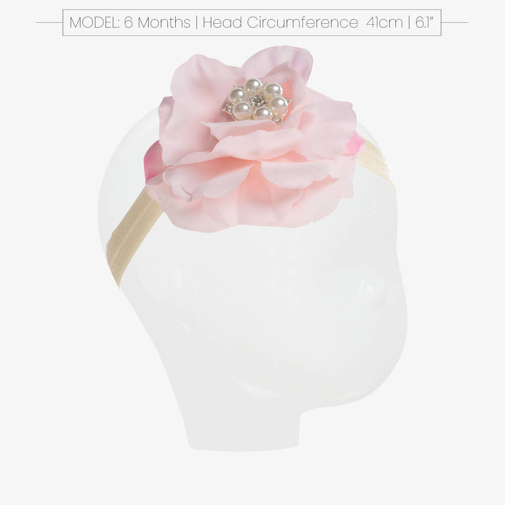 Cute Cute-Pink Silk Rose with Diamanté & Pearl Headband | Childrensalon