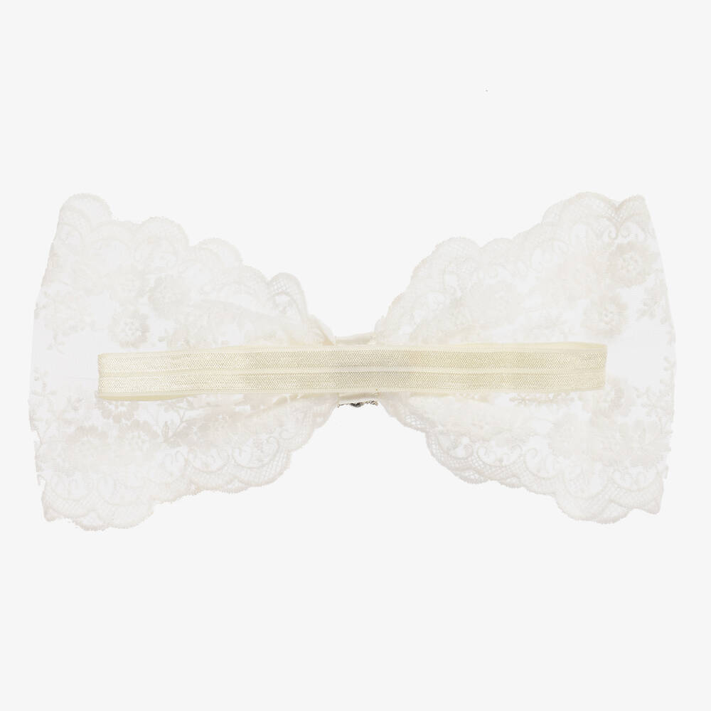 Cute Cute-White Lace Bow Headband (24cm) | Childrensalon