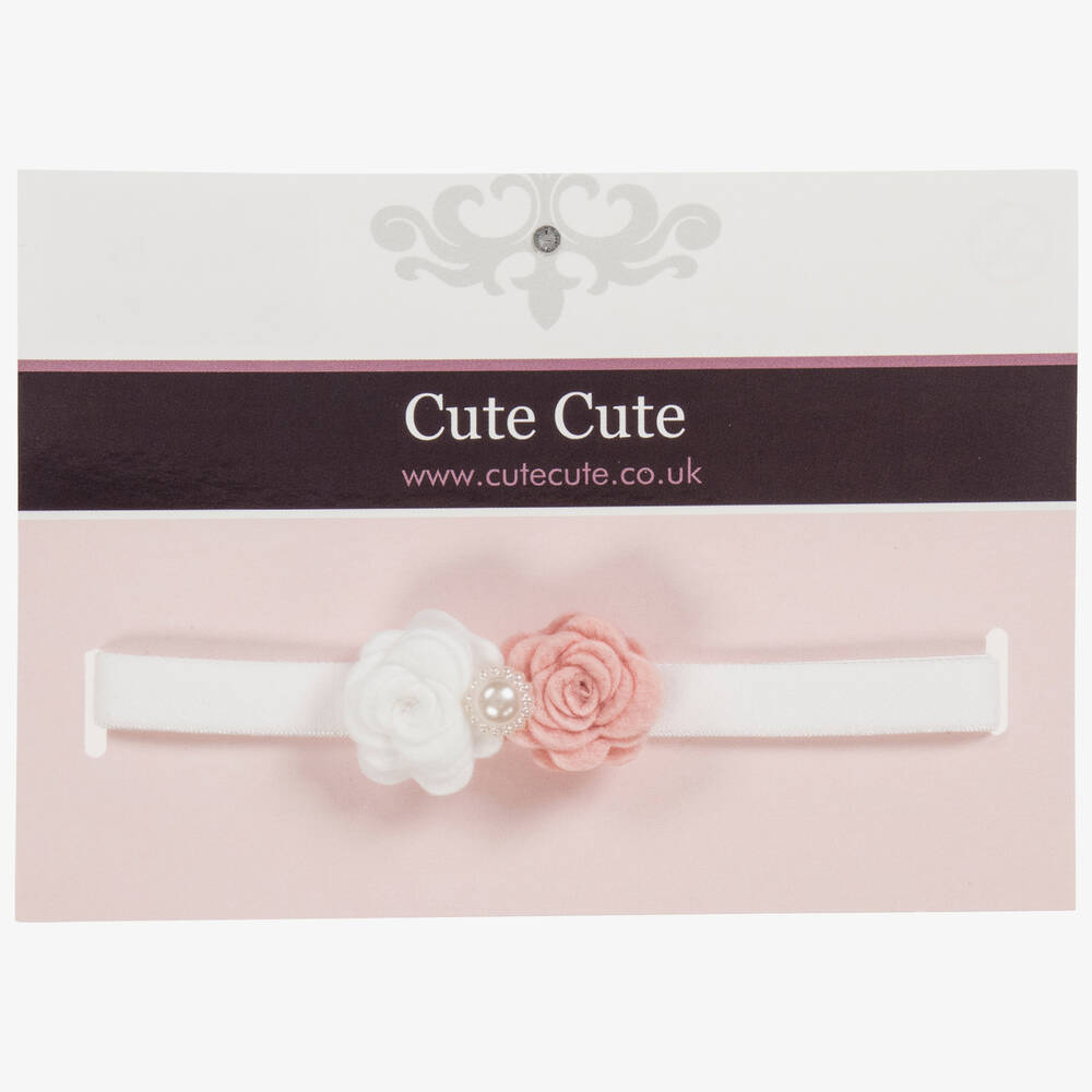 Cute Cute-White & Pink Floral Headband | Childrensalon