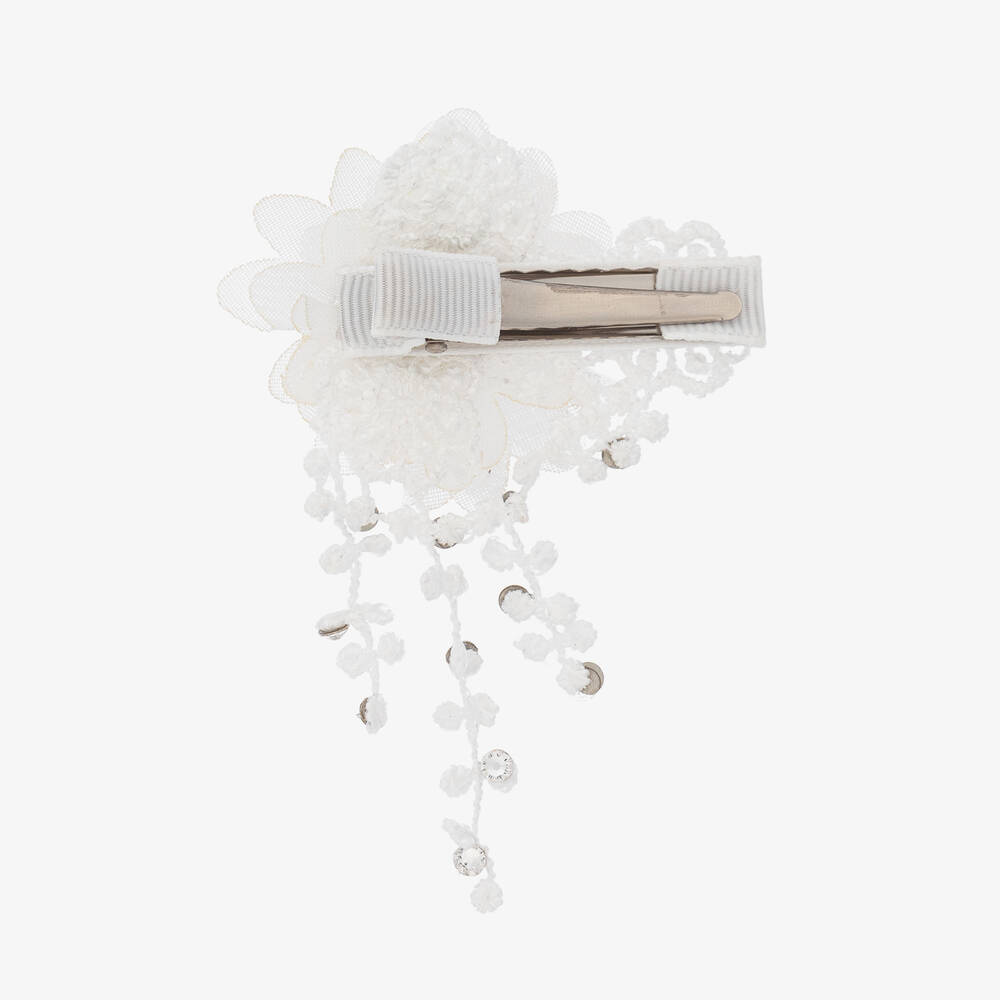 Cute Cute-White Swarovski Hairclip (6cm) | Childrensalon