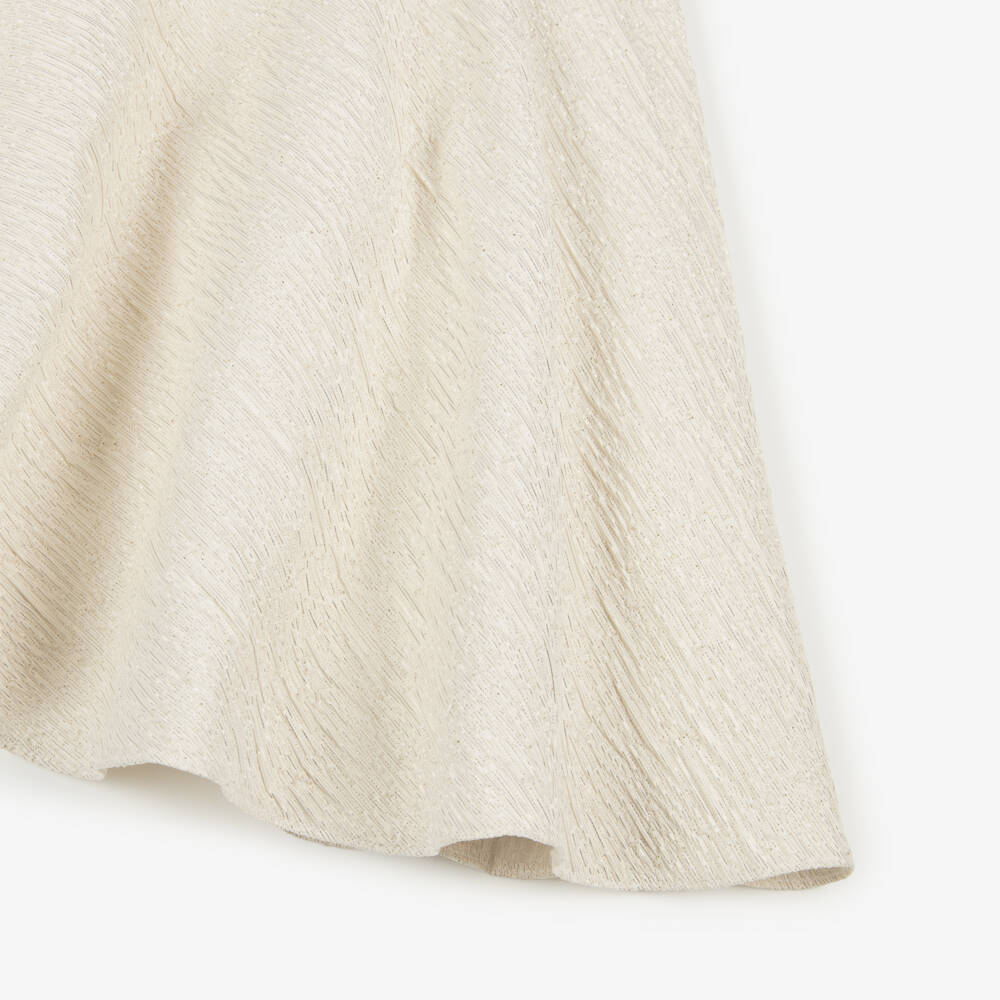 David Charles-Girls Beige & Metallic Gold Dress | Childrensalon