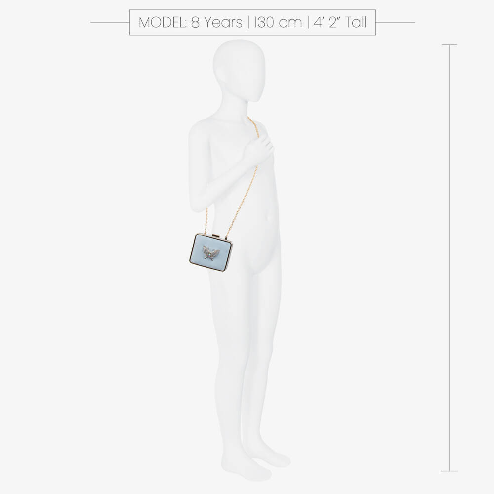 David Charles-Girls Blue Satin Square Bag (12cm) | Childrensalon