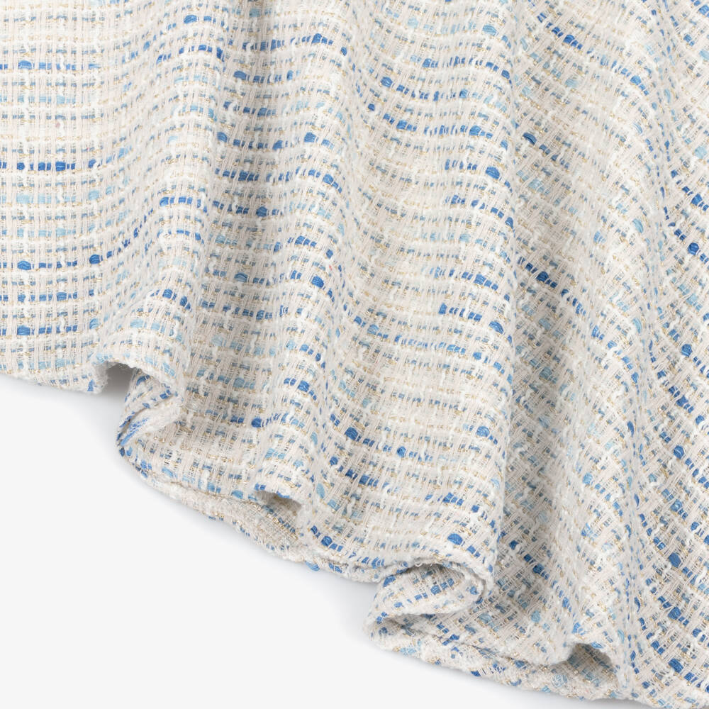 David Charles-Платье без рукавов бело-синее твидовое для девочек | Childrensalon