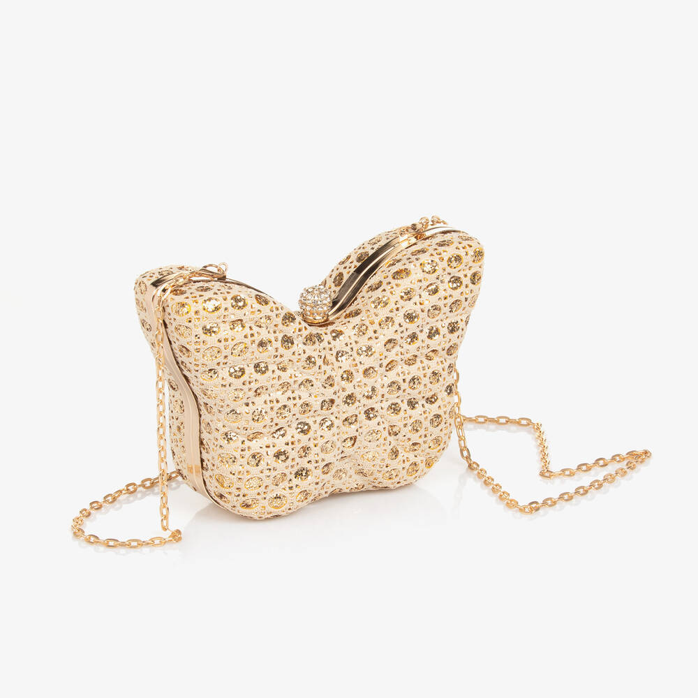 David Charles-Girls Gold Butterfly Bag (14cm) | Childrensalon