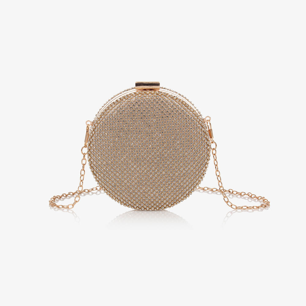 David Charles-Girls Gold Diamanté Circle Bag (13cm) | Childrensalon