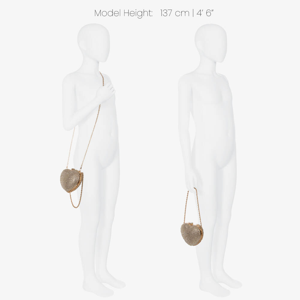 David Charles-Сумочка золотая в форме сердца с кристаллами для девочек (14см) | Childrensalon