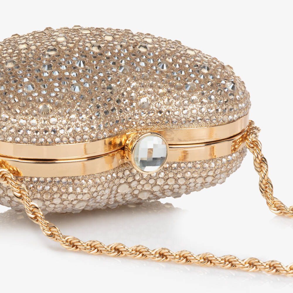 David Charles-Сумочка золотая в форме сердца с кристаллами для девочек (14см) | Childrensalon