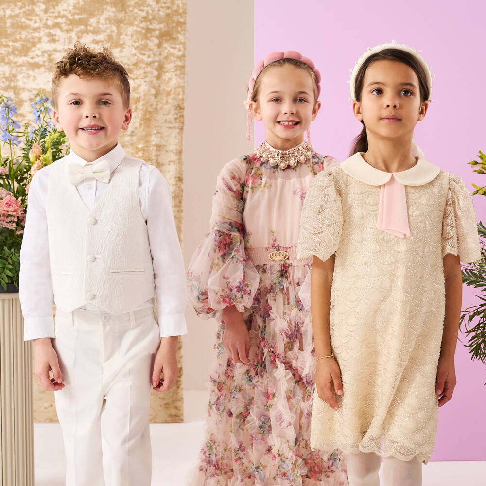 David Charles-Girls Gold & Pink Clover Bracelet | Childrensalon