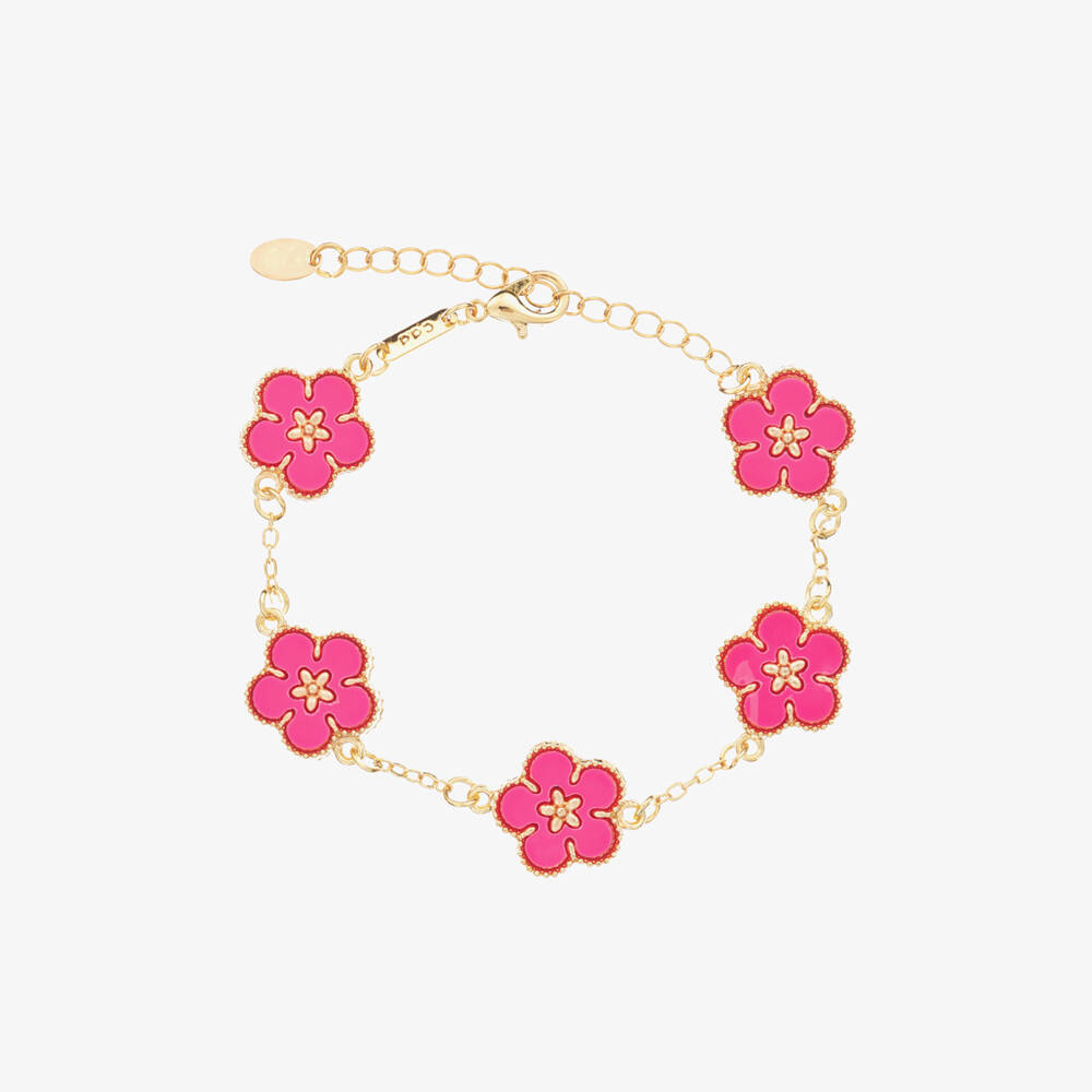 David Charles-Girls Gold & Pink Flower Bracelet | Childrensalon