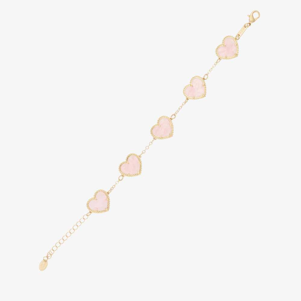 David Charles-Girls Gold Tone & Pink Heart Bracelet | Childrensalon