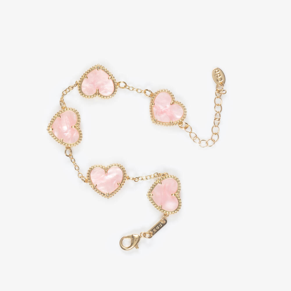 David Charles-Girls Gold Tone & Pink Heart Bracelet | Childrensalon