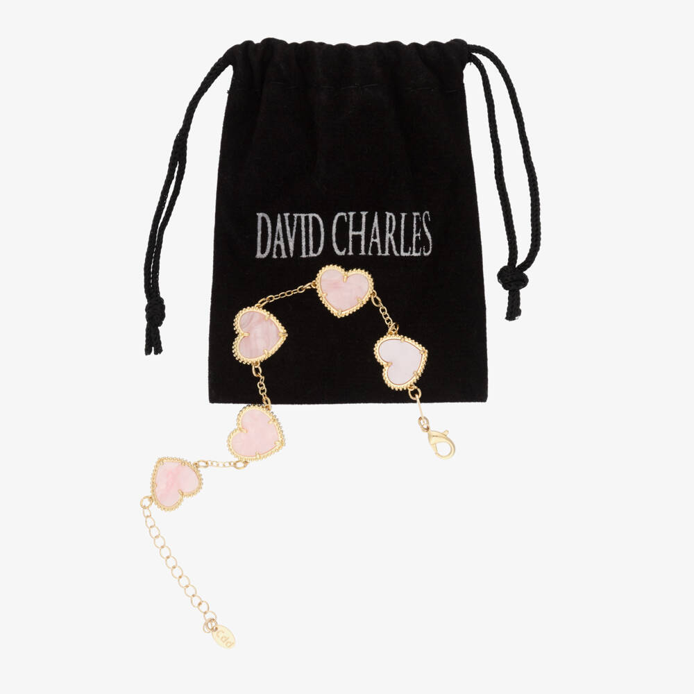 David Charles-Girls Gold Tone & Pink Heart Bracelet | Childrensalon