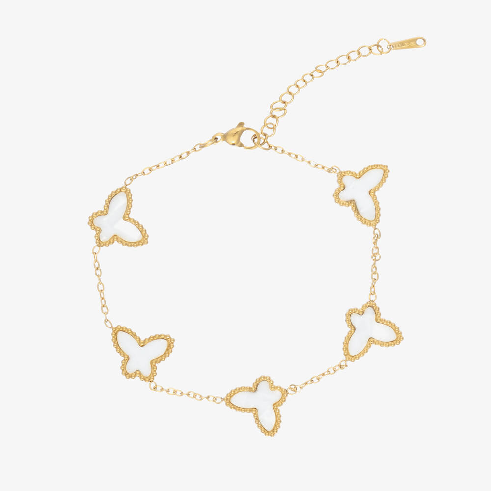 David Charles-Girls Gold Tone & White Butterfly Bracelet | Childrensalon