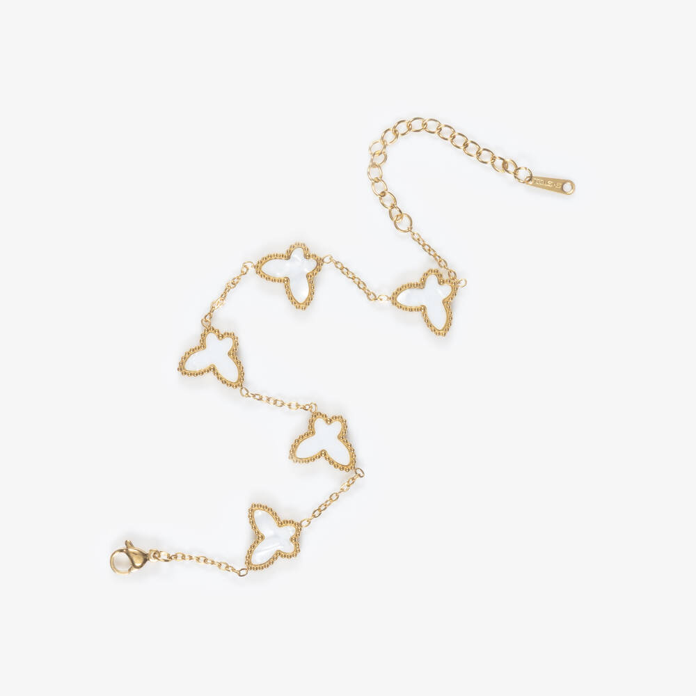 David Charles-Girls Gold Tone & White Butterfly Bracelet | Childrensalon