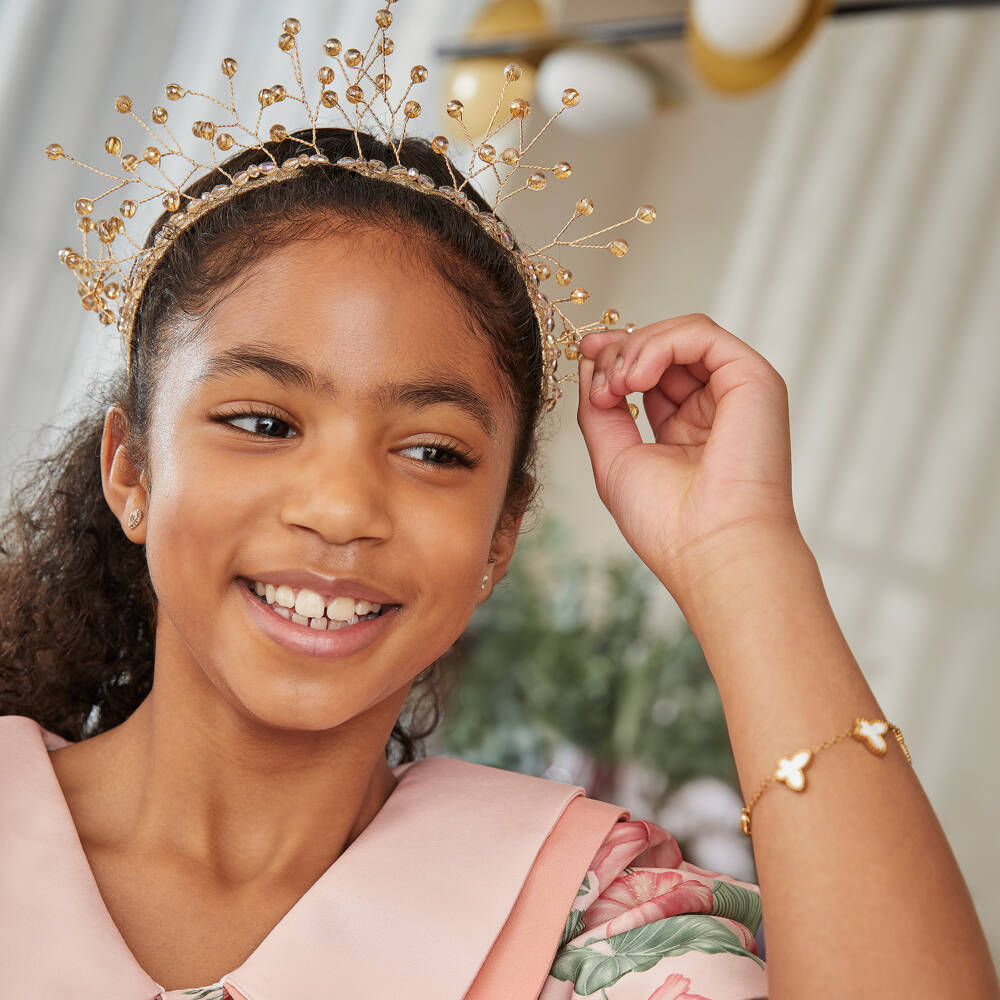 David Charles-Girls Gold Tone & White Butterfly Bracelet | Childrensalon
