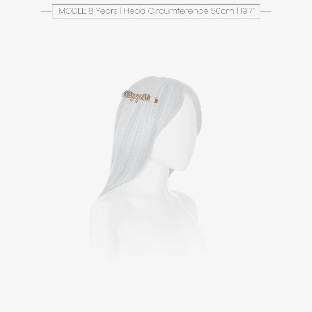 David Charles-Girls Ivory & Diamanté Bow Hair Clip (8cm) | Childrensalon