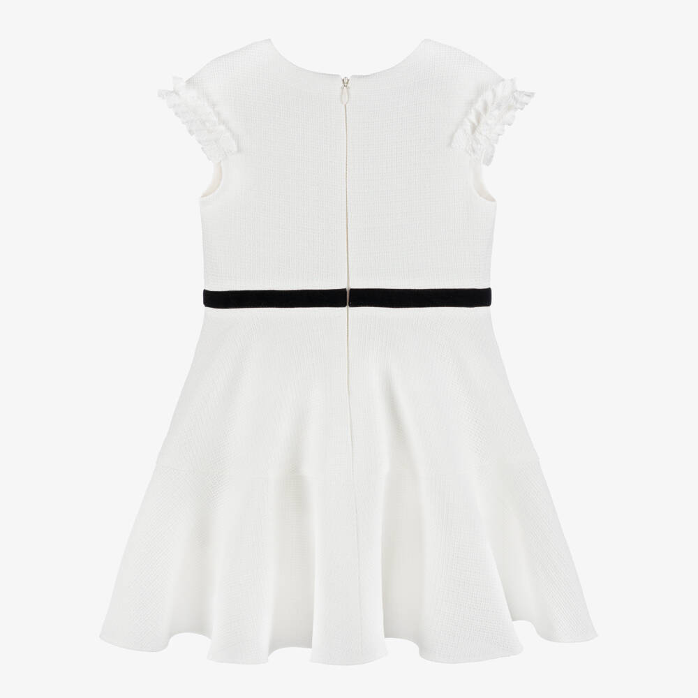 David Charles-Girls Ivory Dress with Black Velvet Bows | Childrensalon