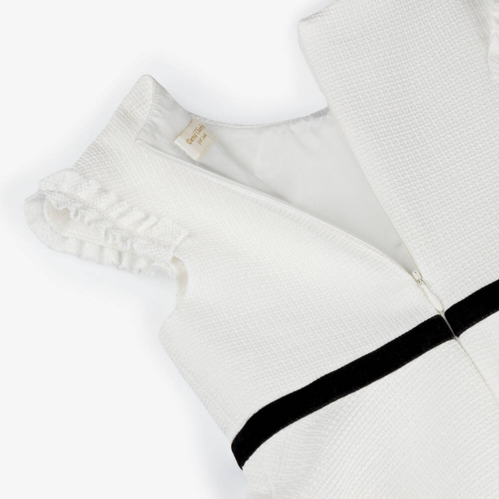 David Charles-Платье кремовое с черными бархатными бантами для девочек | Childrensalon