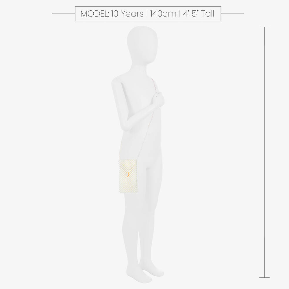 David Charles-حقيبة كتف مزينة بلؤلؤ لون عاجي للبنات (18 سم) | Childrensalon