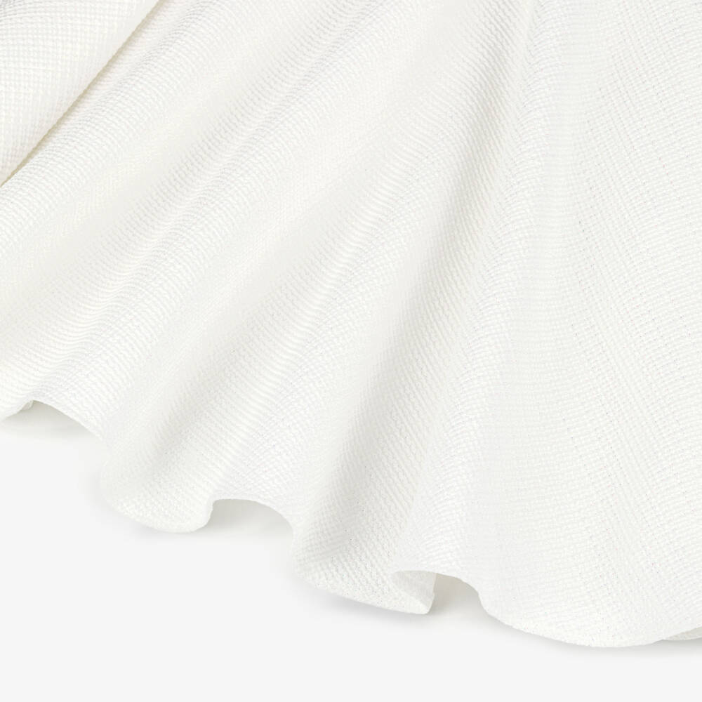 David Charles-Girls Ivory Sleeveless Dress with Pearl Tweed Trim | Childrensalon