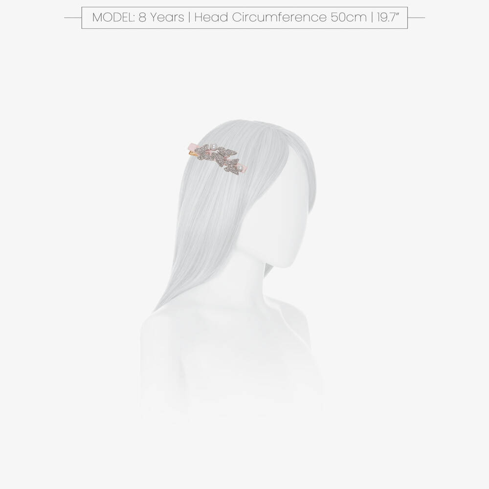 David Charles-Girls Pale Pink & Diamanté Butterfly Hair Clip (8cm) | Childrensalon