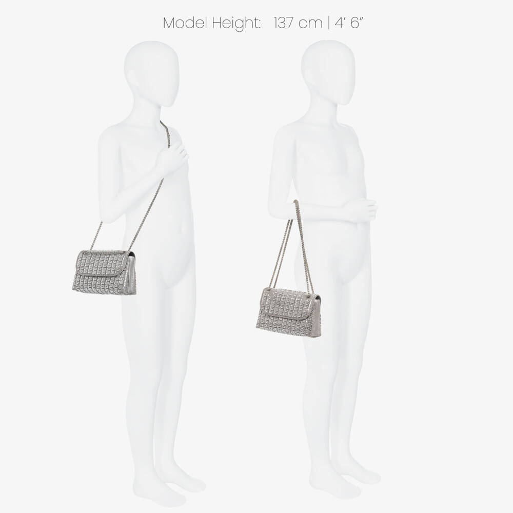 David Charles-Cумочка cеребристая со стразами для девочек (20см) | Childrensalon