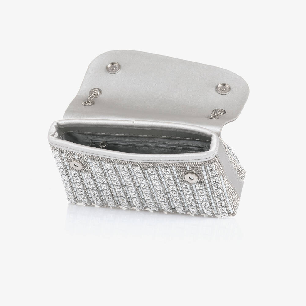 David Charles-حقيبة مزينة بالكريستال لون فضي للبنات (20 سم) | Childrensalon