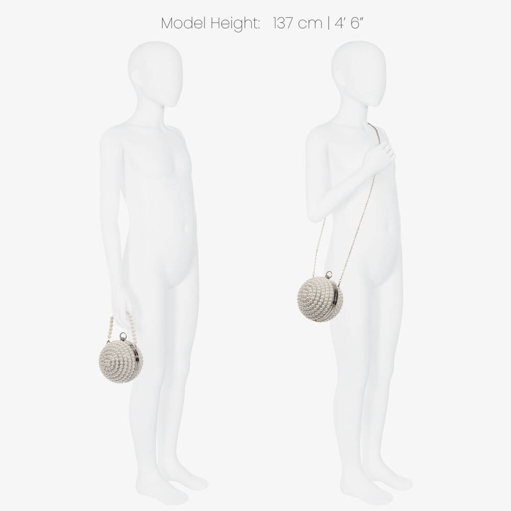 David Charles-Girls Silver Diamanté & Pearl Ball Handbag (16cm) | Childrensalon