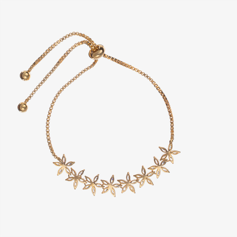 David Charles-Gold Flower Diamanté Bracelet | Childrensalon