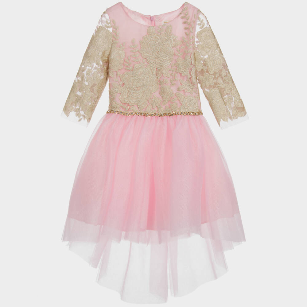 david charles pink dress David Charles - Pink & Gold Tulle Dress