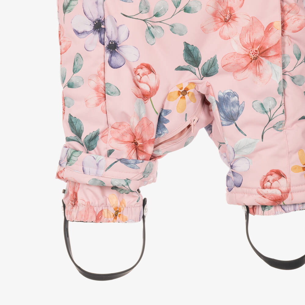 Deux par Deux-Baby Girls Pink Floral Print Technical Snowsuit | Childrensalon