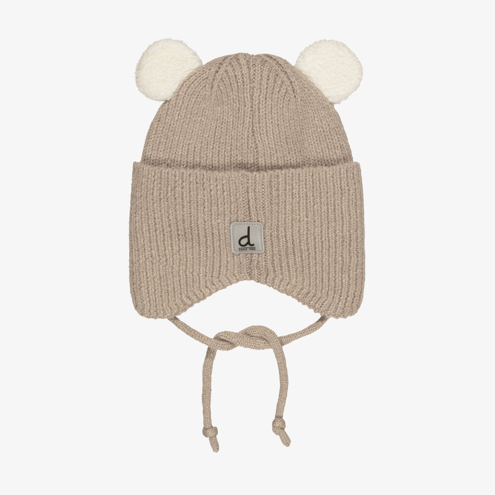 Deux par Deux-Beige Knitted Teddy Bear Hat | Childrensalon