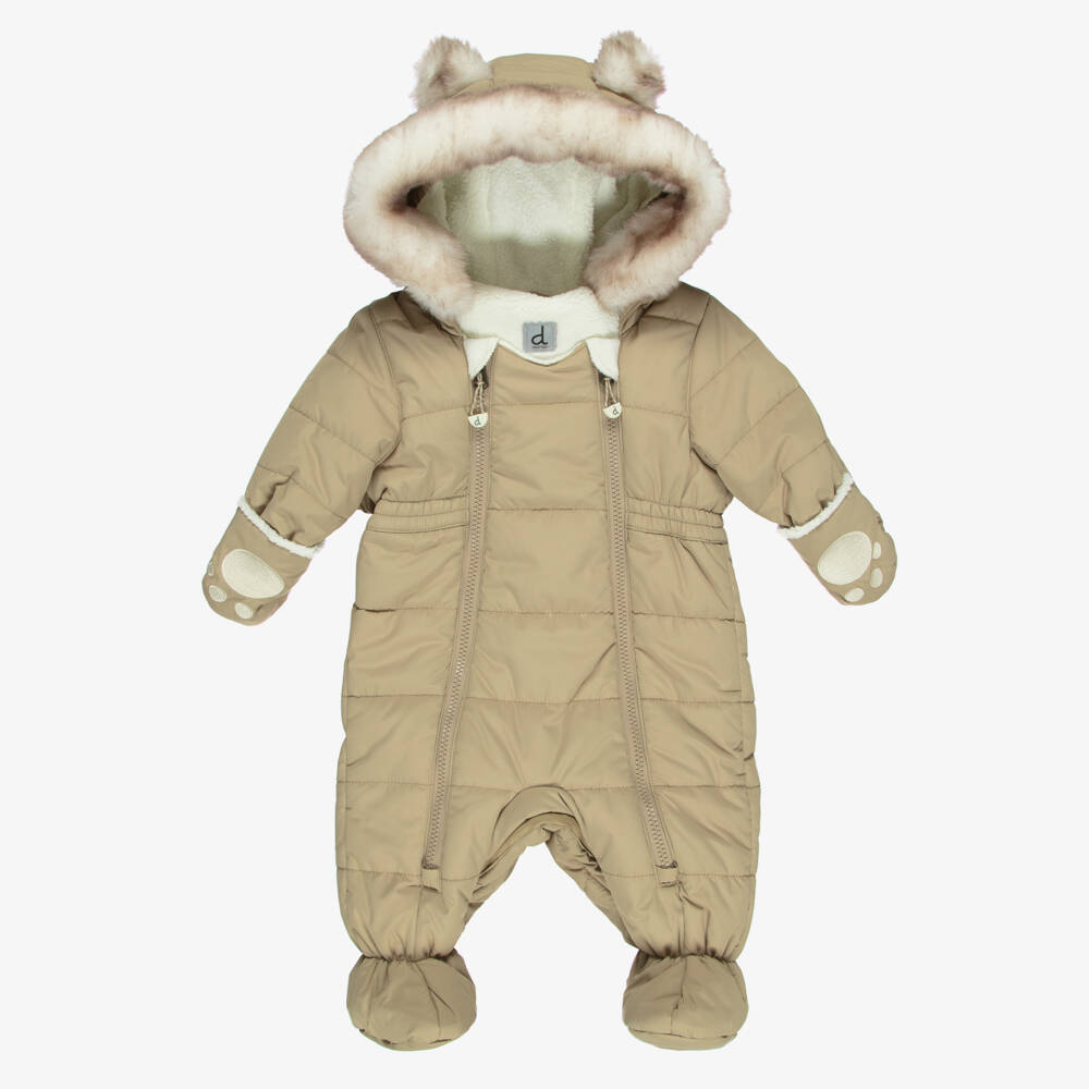 Deux par Deux-Beige Technical Baby Snowsuit | Childrensalon