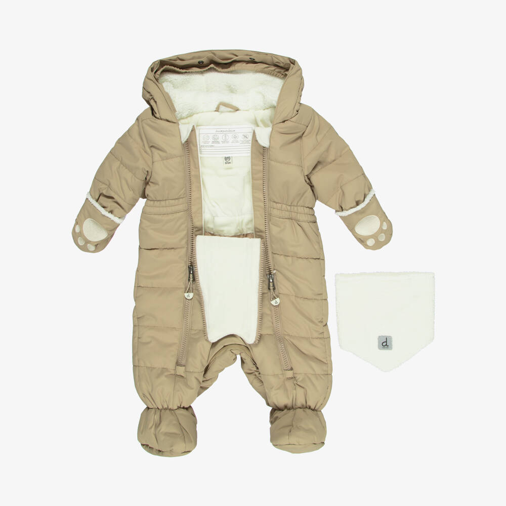 Deux par Deux-Beige Technical Baby Snowsuit | Childrensalon