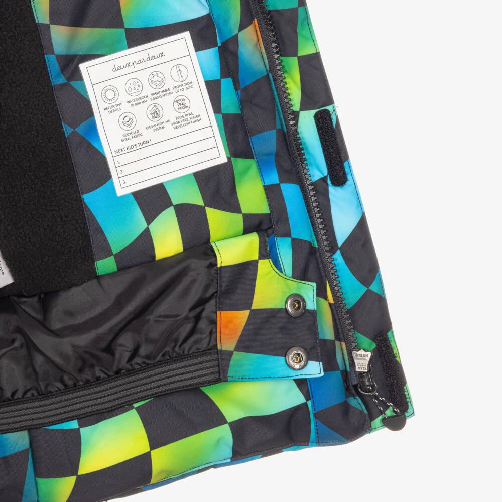 Deux par Deux-Black & Multicolour Check Print Snowsuit | Childrensalon