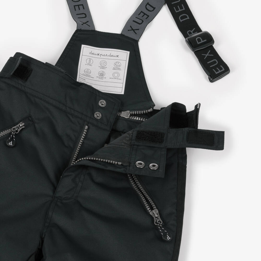 Deux par Deux-Black Waterproof Ski Salopettes | Childrensalon