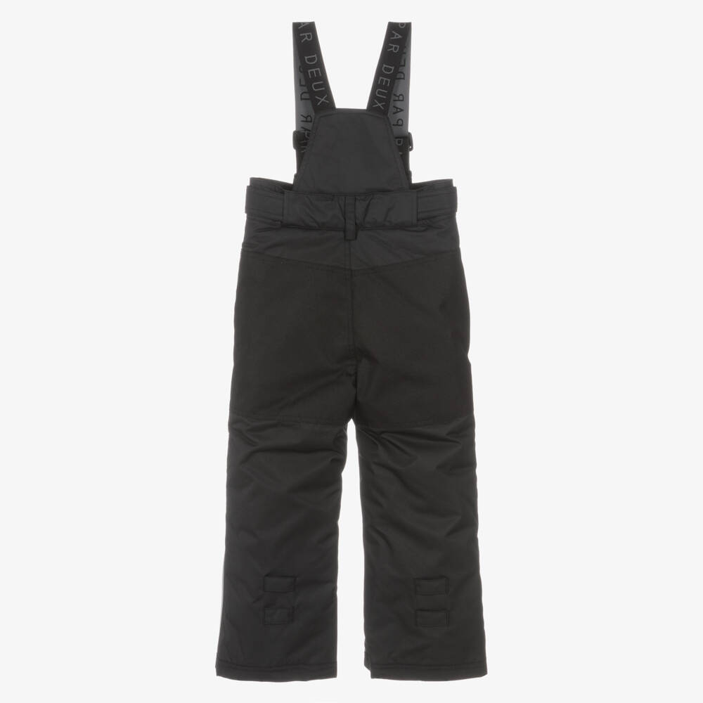 Deux par Deux-Black Waterproof Ski Salopettes | Childrensalon