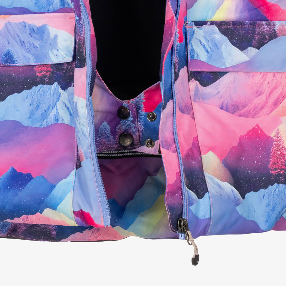 Deux par Deux-Blue & Pink Mountain Print Technical Snowsuit | Childrensalon