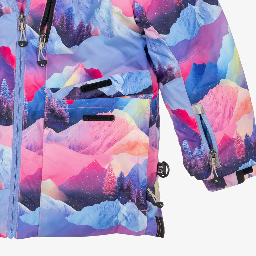 Deux par Deux-Blue & Pink Mountain Print Technical Snowsuit | Childrensalon
