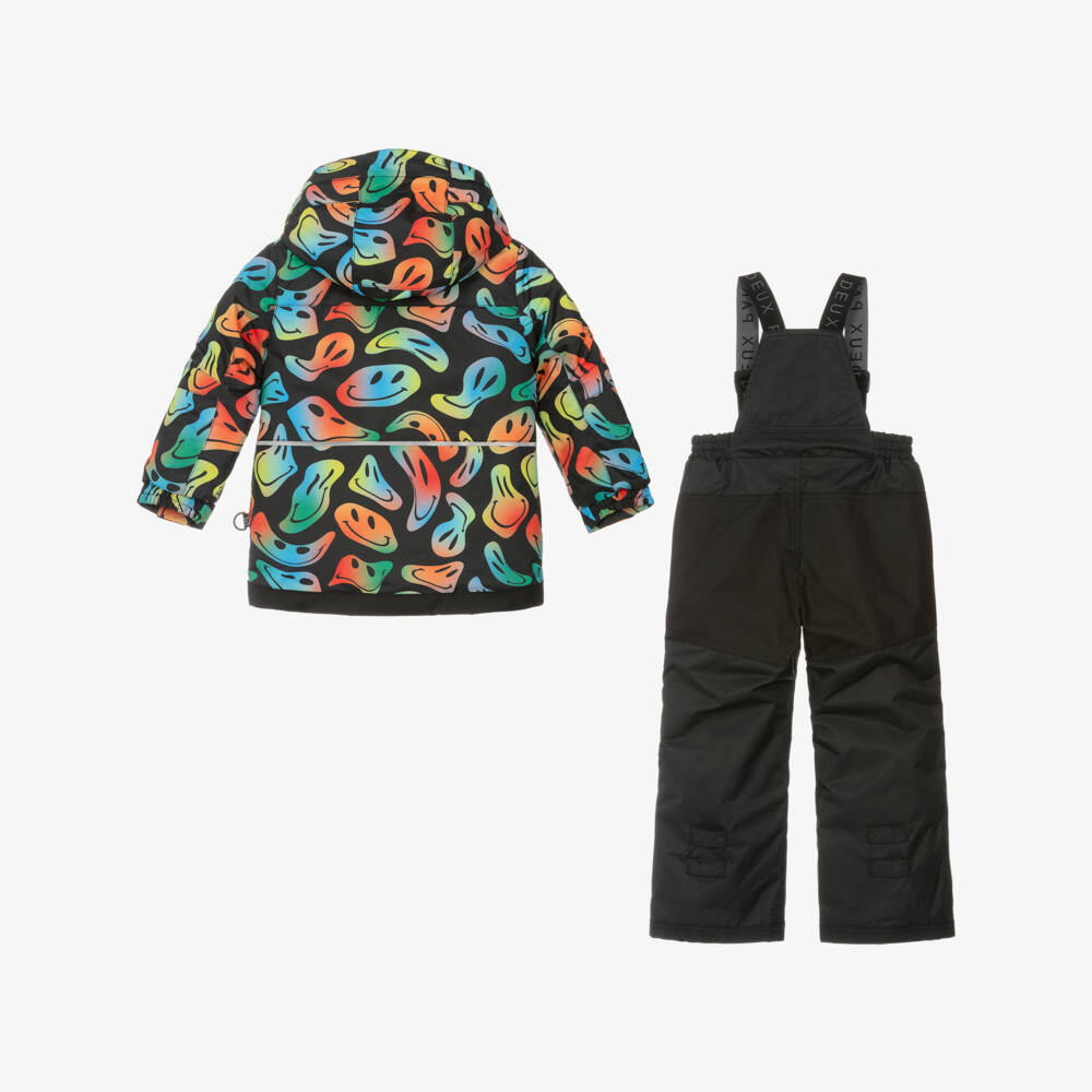Deux par Deux-Boys Black & Multicolour Smiling Faces Snowsuit | Childrensalon