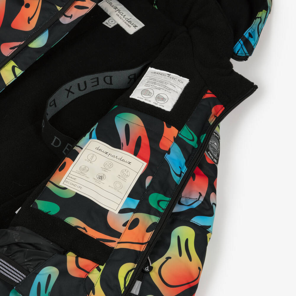 Deux par Deux-Boys Black & Multicolour Smiling Faces Snowsuit | Childrensalon