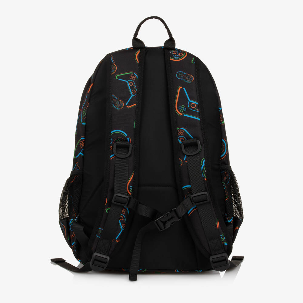 Deux par Deux-Boys Black Video Game Print Backpack (46cm) | Childrensalon