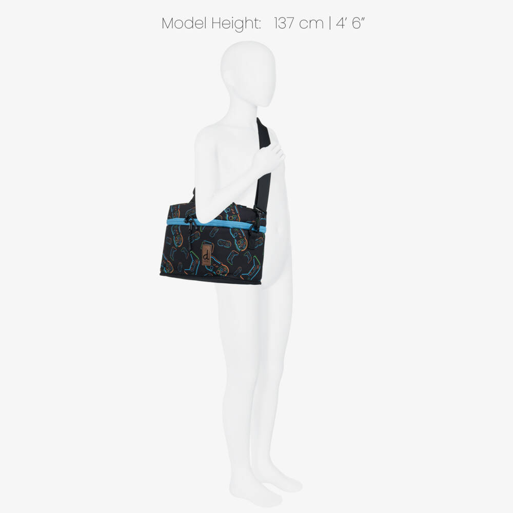 Deux par Deux-Boys Black Video Game Print Lunch Bag (25cm) | Childrensalon